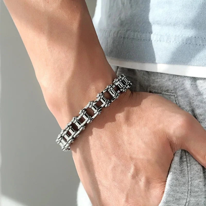 316L Stainless Steel Mens Bracelet Punk Rock Biker  Fashion Jewelry Bike Bicycle Chain Jewellery Inoxidable